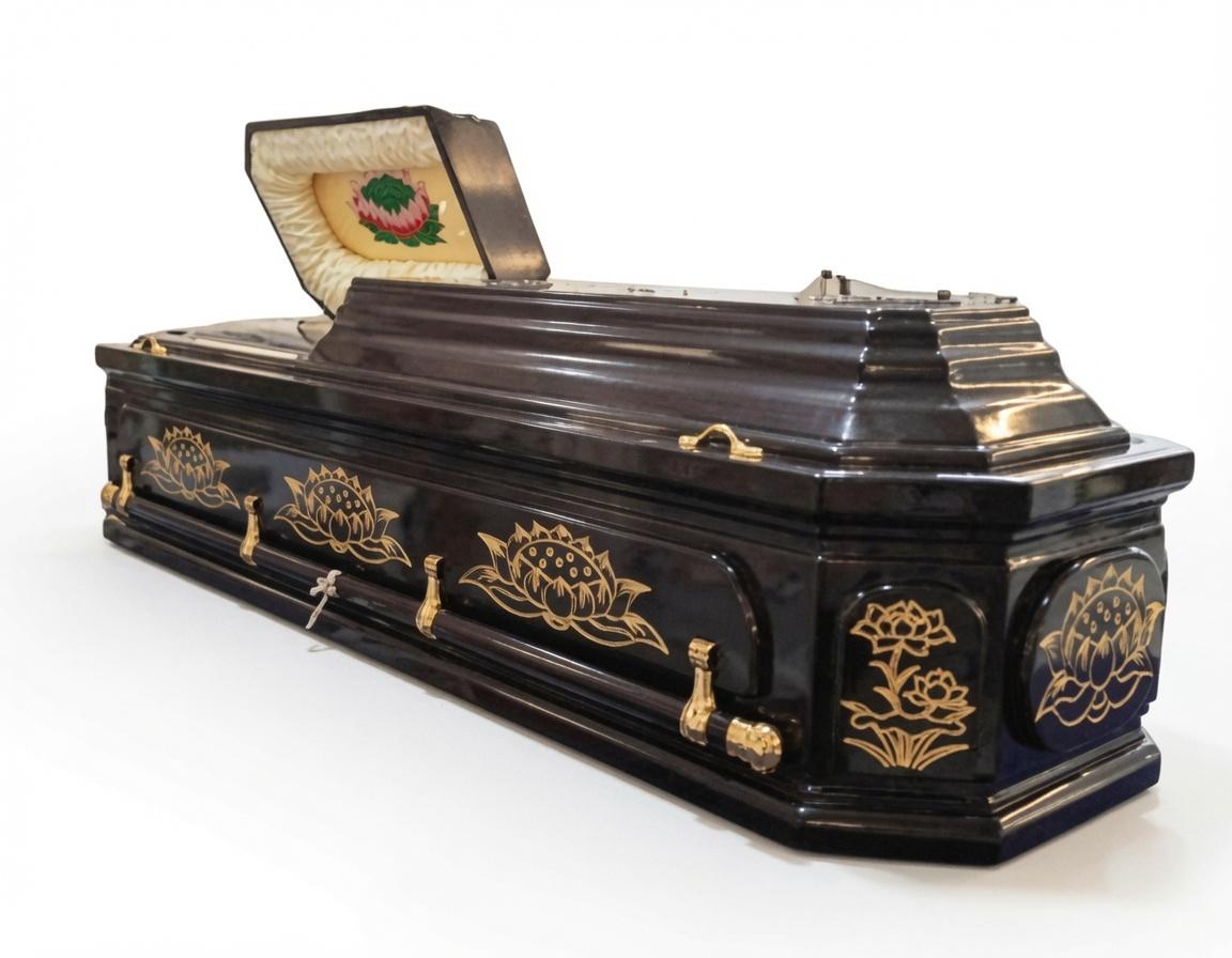 Lotus Casket — Black with Gold